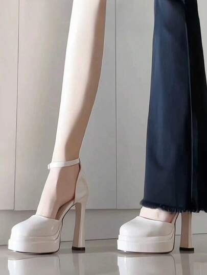 French Mary Jane High Heels, Sexy Super High Heels, Peep Toe Sandals For Petite Women,Platform Heels For Women