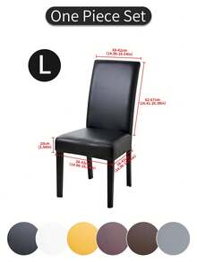 1pc Waterproof Stretch PU Chair Cover, Simple Solid Color Sofa Protector For Living Room & Bedroom, Suitable For Decorative Chairs In Dining Room, Party, Hotel - Black - View 11