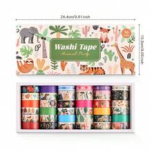 36 卷装饰性和纸胶带礼盒套装，精美纸胶带 15 毫米宽卡通动物派对主题学校用品，非常适合剪贴簿、DIY 艺术和工艺品、子弹日记本、计划本、垃圾日记本、笔记本、学校用品、返校 - 均碼 - 查看 2