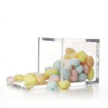 12 pièces Nouvelles boîtes d'emballage carrées en plastique PS entièrement transparentes, boîtes à bonbons avec couvercle à charnière