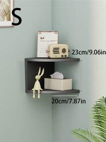 1pc Wall Mounted Storage Rack, Creative 5-Tier Corner Triangular Wall Shelf, Semicircle Display Rack, Wall Mounted Corner Bookshelf (Light Not Included)