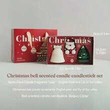 1pc Christmas Scented Candle Set, Christmas Scented Candle Gift Box, Creative Handmade Decor, Candle Holder Set, Suitable For Autumn, Festivals, Christmas, Winter, Room Decor, Gifts, Christmas Element Shaped Candles, Cute Fragrance Candles