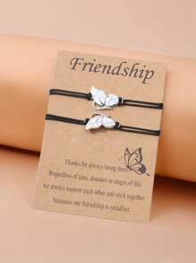 2pcs Butterfly Decor Bracelet Adjustable Straps Size Couple Matching Bracelet Jewelry Accessories For Best Friends, Bsf, Bestie, Cousin Birthday, Classmate Graduation Season, Valentine's Day Gift,Mom,Mother,Mother's Day,Gift