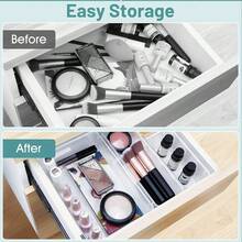 9/25pcs Clear Plastic Drawer Organizer Set, 4 Sizes Multifunctional Bathroom And Vanity Drawer Organizer Trays, Makeup, Kitchen And Office Storage Box  Decorations   Autumn Decor Festival Decor Room Decor Home Decor Fall Decor Bedroom Decor - trắng - Xem 5