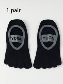 1 Pair Yoga Toe Socks For Women, Five Finger Socks For Indoor Fitness, Dancing, Workout, Non-Slip Grip, Shock Absorbent, Pilates Socks