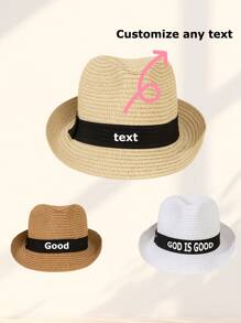 1PC Of Customized Straw Hat For Men And Women During Summer Travel, With Customized Names, Personalized Straw Hats With Names, Customizable Straw Hats, Customized Valentine's Day Gifts, Customized Mother's Day Giftsunisex, Men And Women's Style Straw Hats, Customized Straw Hats For Beach Travel That Can Be Worn For Shade, Colorful,Cute,Adorable,Funny,Kawaii,Y2K,Stylish,Unisex,Casual,Custom,Personalized,Unique,Customized,Ideal Gifts For Him,Ideal Gifts For Her,Her,Boyfriend,Girlfriend,Family,Friends