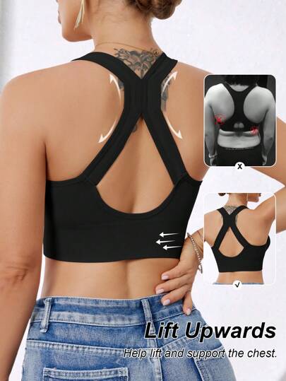 Ladies High Impact Front Zip Wirefree Seamless Elastic Sports Yoga Running BH Women view 3