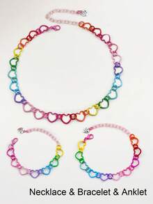 1 Stück Farbverlauf Herz Form Halskette mit Hohldesign, Valentinstag, Muttertag, Strandurlaubs Geschenk