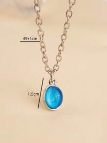 High-End Elegant Aqua Blue Natural Gemstone Water Drop Necklace, Unique Design Oval Pendant Clavicle Chain, Gift For Her