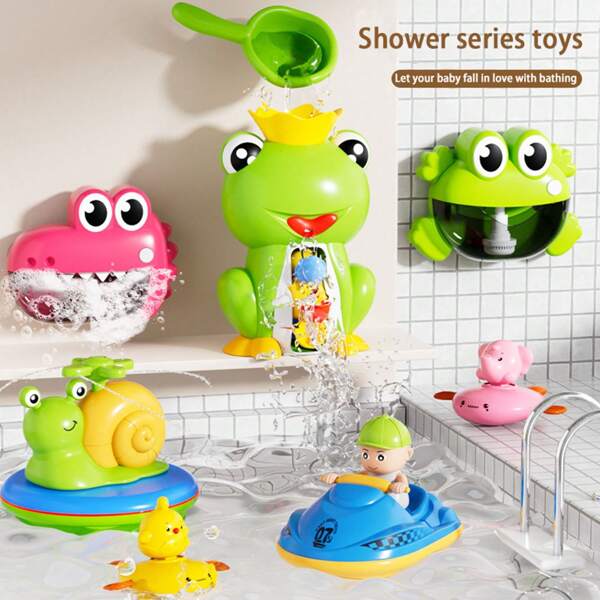 Bathtub Toys For Kids, Frog Water Cars, Pull Crocodile Bubble Machine, Fun Bath Time & Water Play Toys