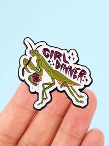 1 件装卡通英文名言螳螂胸针徽章服装背包配饰别针