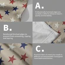 MEIJUANAABlue Red White Patriotic 4th Of July Hand Towels Bathroom Set Of 2 Independence Day Print Holiday Print Decorative Handtowels Soft Absorbent Bath Towel Home Guest Room Hotel Gym Spa - 藍色 紅色 白色 棕褐色 星形 - 查看 5