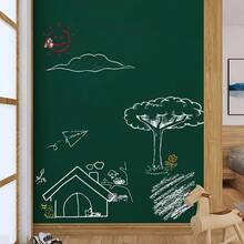1 Set Detachable Blackboard Wallpaper & 5 Chalks, Durable Dry Erase Message Board, Suitable For Graffiti, Office, School, Home