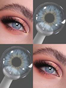 Lentes de Contacto de Colores Pro Fashion Lalens de 3 Tonos Azules, Diámetro 14.20mm, Agrandadores Diarios de Maquillaje, Lentes de Color Avellana, Pupilas Grises, Lentes de Contacto Suaves de Gris para Cosmética Nupcial, Contenido de Agua 38%, Curva de Base 8.6mm, Lentes de Agrandamiento Natural de Ojos Marrones para Ojos Oscuros, Pequeños Lentes de Contacto de Color para Ojos Oscuros