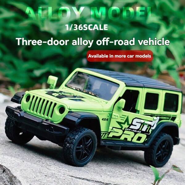 Modelo a escala 1:36 de coche a escala todoterreno de metal con efecto pull-back, con puerta que se abre, minivehículo modelo para regalo o exposición