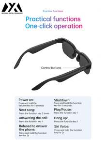 MEIYIXING MEIYIXING XG89 Wireless Glasses, Real-Time AI Smart Translator, Hands-Free Call Audio Glasses, UV-Resistant Sports Headphones