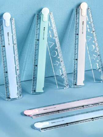 1pc Folding Ruler, Colorful Ruler For Students, Plastic Ruler, Multi-Color Available, For Geometric Drawing And Illustration, Office Stationery Measuring Ruler School Supplies, Back To School