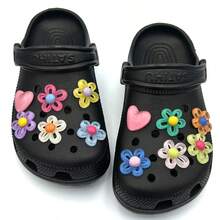 12pcs Transparent Jelly Ventilated Shoe Charms | Flower & Heart Shaped, Plastic Material, Cute DIY Accessories For All Style Shoes - Shoe Buckle Set-12pcs - View 4