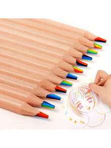 24 Pack 7-In-1 Rainbow Colored Pencils, Bulk Pencils, Perfect For Easter Basket Stuffers, Birthday Party Favors, Classroom Rewards, Goodie Bags, School Supplies, Christmas Stocking, Halloween Treats, Vibrant Multi-Colored Drawing For Crafts, Coloring Books, DIY Kits, Teacher Gifts, Student Incentives, Party Decor, Back To School - Multicolor - View 7