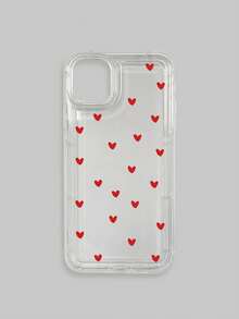 1pc Red Heart Pattern Transparent Shockproof Phone Case, Compatible With IPhone & Galaxy Cases, Phone Cases, Galaxy Protective Cover Compatible With IPhone 17/17 Pro/17 Pro Max/16/16 Pro Max, Suitable For Personal Use Or As A Gift - Multicolor - View 16