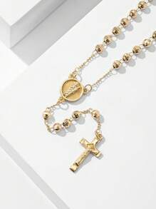1 Stück 2025 Neu Silber 925 Hypogletisch 14K vergoldet handgefertigtes Priesterkreuz Jesus Rosenkranz Anhänger Halskette mit hochwertiger Geschenkbox & Tragetasche, geeignet für Mütter/Valentinstag, Freunde, Gläubige, Katholische Erste Kommunion, tägliches & Feiertags Gebet Tragen