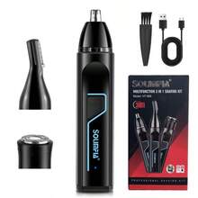 SOLIMPIA 1pc Multifunctional USB Rechargeable Electric Eyebrow Trimmer 3 In 1 Nose Hair Trimmer - Black - View 6