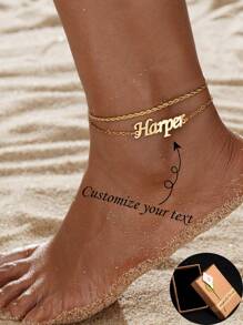 1 Stück personalisiertes, individuell bedrucktes 18K Edelstahl Fußkettchen für Frauen, zierlicher Schmuck für Sommer, Strand und Alltag, Geburtstagsgeschenk, Jahrestag, Muttertag, Valentinstag, Weihnachten, Thanksgiving Geschenk für Mutter, Schwester, Freundin, gute Freundin, Lehrerin