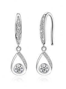Sterling Silver Cubic Zirconia Water Drop Dangle Earrings, Hypoallergenic Elegant Earrings For Women, Suitable For Daily Wear And Birthday Gifts
