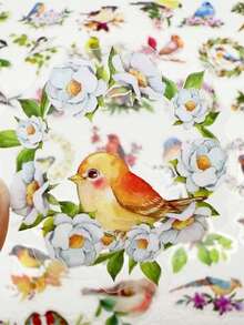 50 Piezas Pegatinas de pájaros acuarela estética DIY Decoración Oficina Escuela Maestro Scrapbooking Contabilidad manual Regalo para amante de aves Suministros de periodista Pegatinas transparentes de pájaros Diario PET - Negro - Ver 3