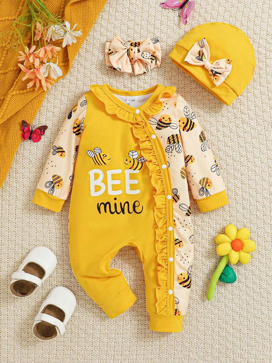 女婴豹纹字母印花连体衣，秋冬季