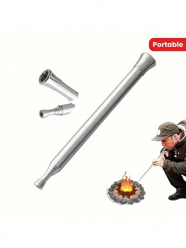 1 Stück tragbarer, ausziehbarer Camping Brenner, Camping Werkzeug aus Edelstahlrohr, geeignet für Outdoor Picknick BBQ Kamin