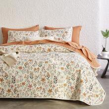 - Floral Quilt Set, Coquette Cottagecore Shabby Chic Flower For Women Teen Girls, Reversible Lightweight Bedspread Coverlet, 3 Pieces, Terracotta Cream, Queen/Full Size - 紫丁香色 - 查看 2