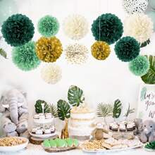 Decorações para festas de outono, 12 peças, abóbora, laranja, bordô, verde-sálvia, marfim, pompons de tecido, decoração de Ação de Graças para casa, casamento, aniversário, suprimentos para festas de colheita de outono