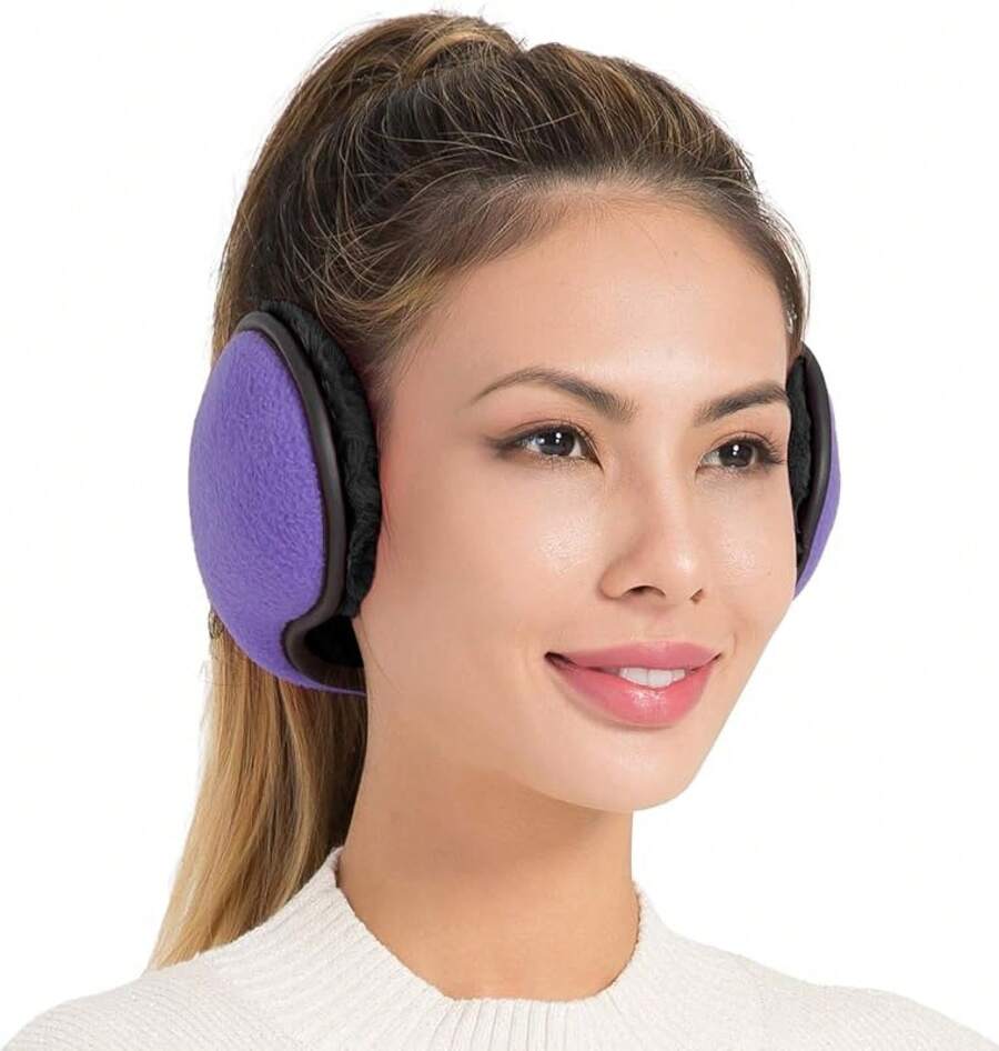 Foldable Fleece Ear Warmers For Outdoor Skiing - A-purple - View 1