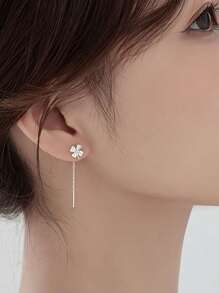 Boucles d'oreilles trèfle à quatre feuilles simples et à la mode en argent sterling pour femmes, boucles d'oreilles de haute qualité et élégantes, cadeaux de la Saint-Valentin