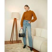 Blusa De Frio Feminina Tricot Manga Longa Bufante Casual De trico  Moda Diário Inverno