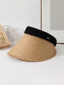 1 pezzo Cappello di paglia estivo leggero da donna, traspirante e confortevole, ampia tesa per la coda di cavallo, stile casual ed elegante, cappello da sole adatto per attività all'aperto, passeggiate, shopping, vacanze e uso quotidiano