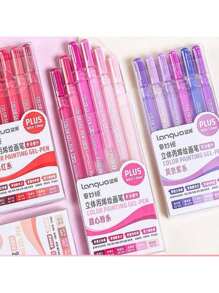 Set da 6 penne gel per calligrafia Languo da 1,0 mm con effetto 3D, punta grossa, per scrivere, disegnare, dipingere e utilizzare come evidenziatori, 42 o 54 colori, forniture scolastiche, per il ritorno a scuola