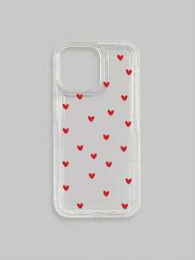 1pc Red Heart Pattern Transparent Shockproof Phone Case, Compatible With IPhone & Galaxy Cases, Phone Cases, Galaxy Protective Cover Compatible With IPhone 17/17 Pro/17 Pro Max/16/16 Pro Max, Suitable For Personal Use Or As A Gift - Multicolor - View 35