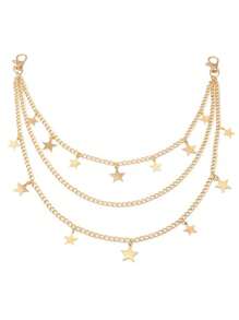 1 Stück Punk-Stil minimalistischer, vielseitiger Pentagramm-Anhänger mit Quaste, Mehrschicht-Taillenkette/Hosenträger, geeignet für den täglichen Gebrauch von Männern und als Streetstyle-Accessoire