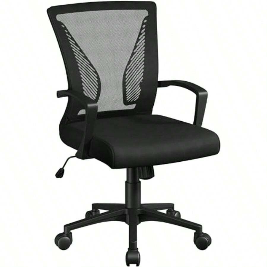 Sedia Da Ufficio Scrivania Ergonomica Lombare In Rete Traspirante Reclinabile Altezza Regolabile Girevole With Cioli E Ruote Portata 136 Kg Nera - 黑色的 - 查看 1