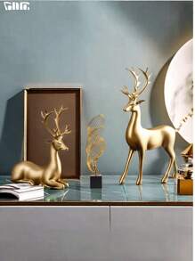 2pcs Christmas Deer/Golden Swan Ornaments, Resin Animal Statue Arts And Crafts, Home Decoration Ornaments, Living Room Desktop, Office Desktop Layout, Winter Christmas And New Year Decoration Best Gift Birthday.