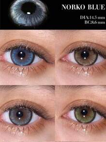 Lentes de contacto de color verde a la moda de Lalens, diámetro de 14.50mm, aumentan el tamaño de los ojos, maquillaje diario, lentes de color avellana para embellecer los ojos, lentes de contacto azules blandos para una novia hermosa, con un contenido de agua del 38%, curva base de 8.6mm, para ojos marrones naturales, lentes para ojos pequeños de pupilas oscuras, de uso anual