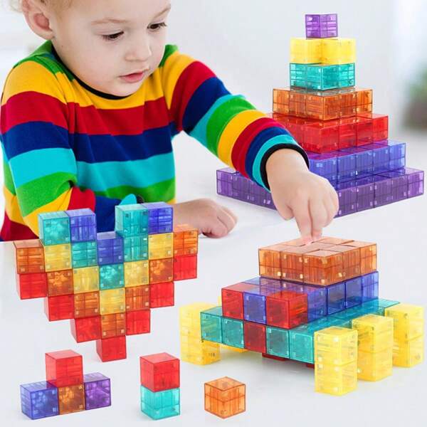 Cube Structure Magnetic Building Blocks | Multi-Color ABS Material | Sensory Learning Toy For Youngsters 3+ | Creative Play & , Educational Toys | Colorful Blocks | Abs Plastic Blocks