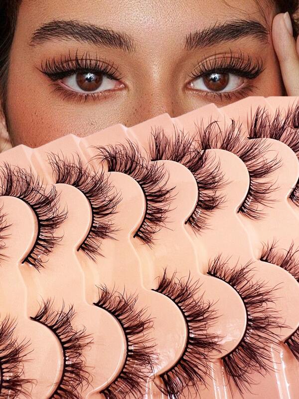 8pcs False Eyelashes Set, Natural Look Thick One-Piece Design For Stage & Cartoon Makeup, Best Seller