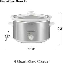 Hamilton Beach Slow Cooker, 3.8 Liter Capacity, Ceramic, Stainless Steel (33140V) - View 6