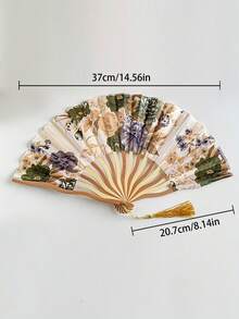 1pc Retro Golden Chinese Dance Folding Fan, Portable New Chinese Style Classical Dragon Pattern Fan - Apricot - View 3