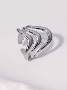 1 Stück stilvoller, geometrisch linienförmig durchbrochener, goldplattierter Edelstahlring, minimalistische Modeaccessoires, geeignet für den täglichen Gebrauch von Frauen, Partys und Dates