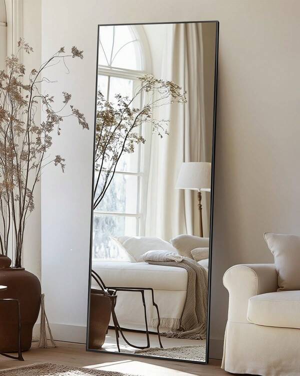 Antok Full Length Mirror, 58"X18" Floor Mirror, Floor Standing Freestanding Full Body Mirror With Stand For Bedroom, Hanging Mounted For Living Room Cloakroom