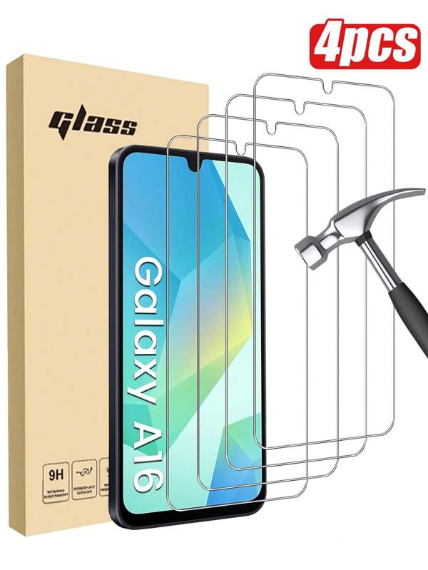 Protetor de tela de vidro temperado 4 peças para Galaxy A16 S20FE, A72, A71, A55, A54, A53, A35, A34, A33, A32, A36, A31, A16, A15, A14, A13, A12, A51, A50S, A25, A24, A30S, A20S Protetor de tela Proteção de tela Essencial, Aplicável ao protetor diário, escritório, protetor de tela de telefone residencial Acessórios para telefone À prova d'água À prova de choque Anti-queda Anti-queda Resistente a arranhões Anti-impressão digital Cobertura completa